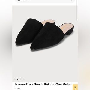 NWOT Lulus Lorene Black Suede Pointed Toe Mules- size. 8.5